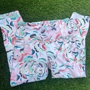 Athleta Floral Print Leggings - Pink and Multicolor